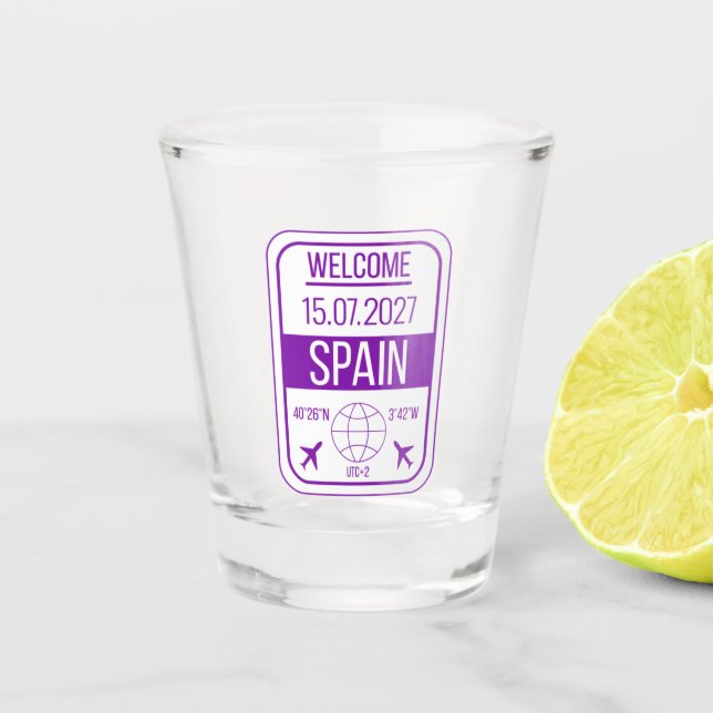 Verre A Shot Timbre de passeport espagnol (Devant)