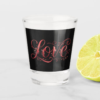 Verre A Shot Tir de Mariage Typographie Florale Élégante d'Amou