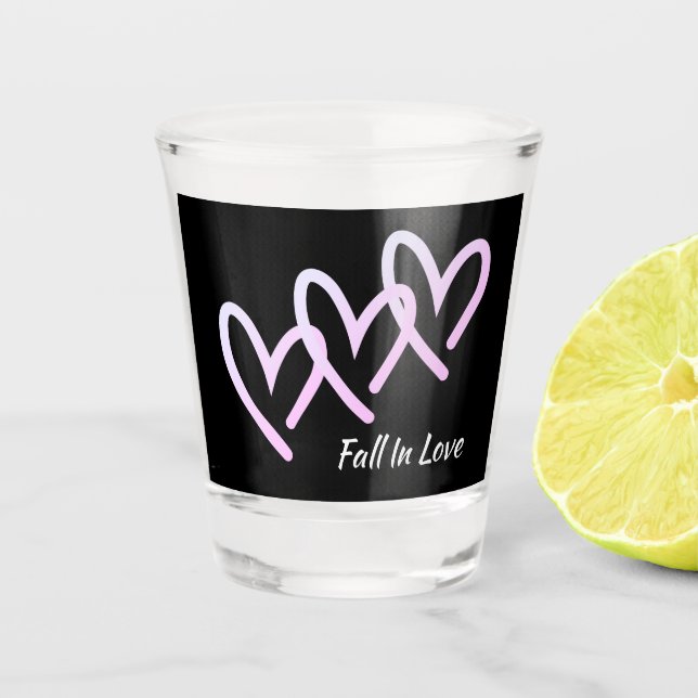 Verre A Shot Tomber dans l'amour Black Heart Shot Glass (Devant)