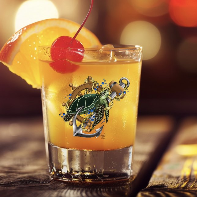 Verre A Shot Tortue de mer bleu vert (Créateur téléchargé)