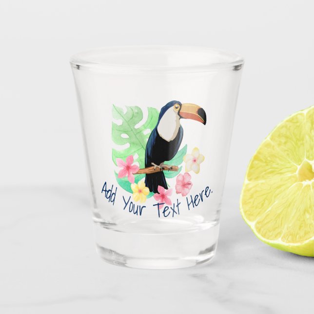 Verre A Shot Toucan Avec Fleurs Tropicales (Devant)