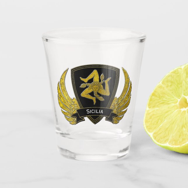 Verre A Shot Trinacria sicilien en or votre texte (Devant)