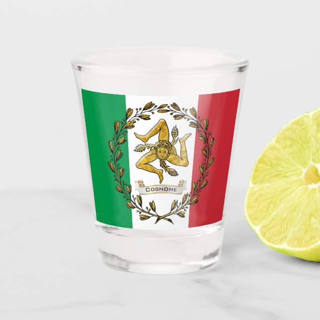 Verre A Shot Trinacria sicilien votre nom de famille (Devant)