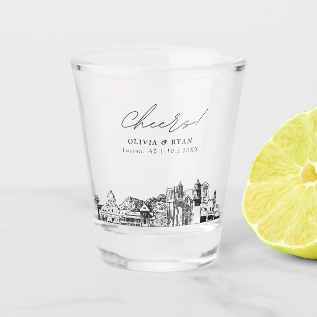 Verre A Shot Tucson Arizona Mariage Favoriser les encouragement (Devant)