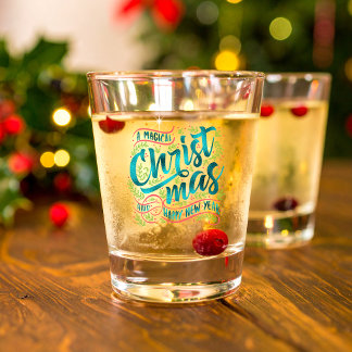 Verre A Shot Typographie de Noël magique sarcelle ID441