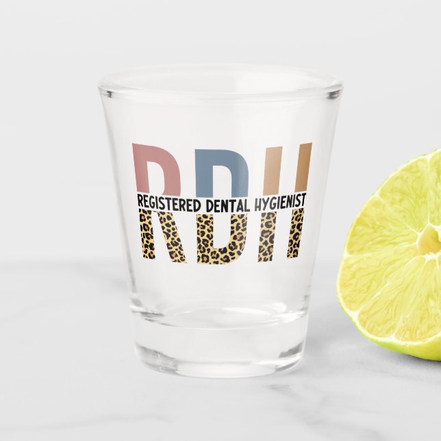 Verre A Shot Typographie léopard hygiéniste dentaire enregistré (Devant)