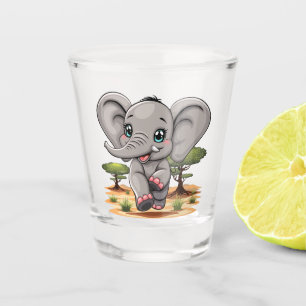 Verre A Shot Un bébé éléphant qui sonne heureux dans la savane