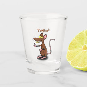 Verre A Shot Un rat brun mignon pouce vers le haut dessin animé