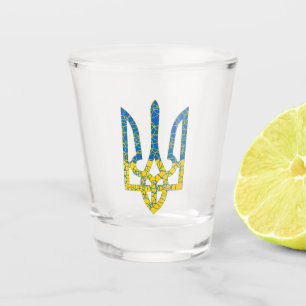 Verre A Shot Un trident ukrainien texturé drapeau d'Ukraine cou