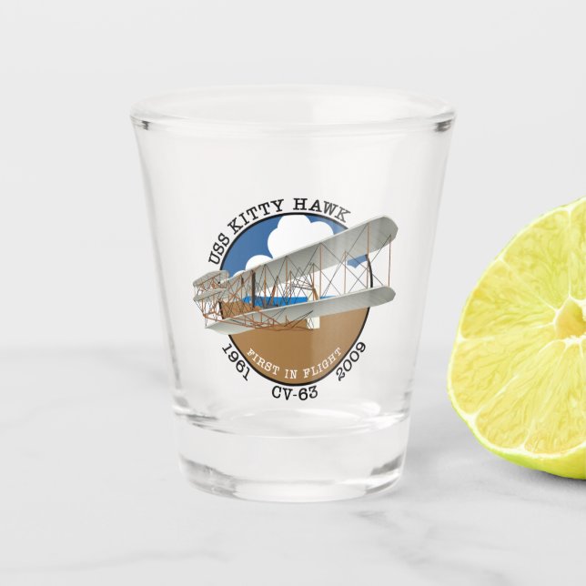 VERRE A SHOT USS KITTY HAWK CV-63 1961-2009 SHOT GLASS (Devant)