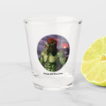 Vacances Volcano Troll Imaginaire Art Shot Glass