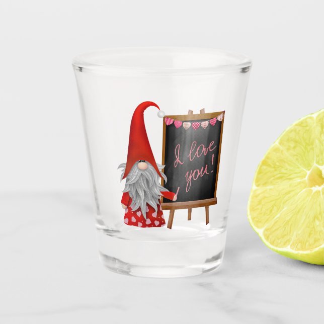 Verre A Shot Valentines amusantes Gnome Deux tons  (Devant)