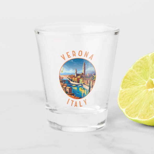 Verre A Shot Vérone Italie Retro Cercle désorganisé (Devant)