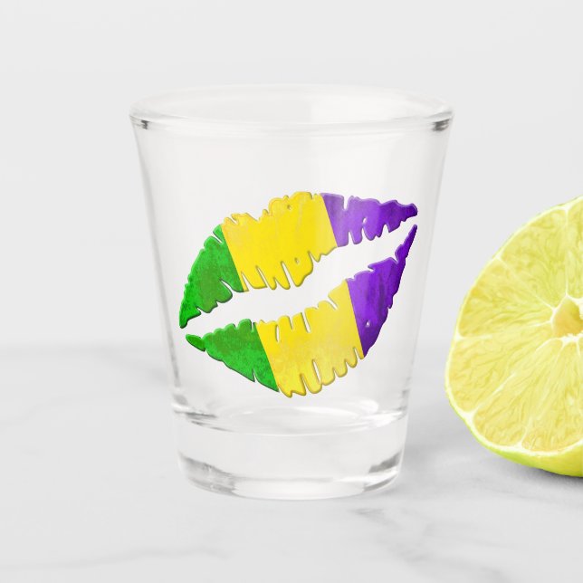 Verre A Shot Vert jaune pourpre de lèvres de baiser de mardi (Devant)