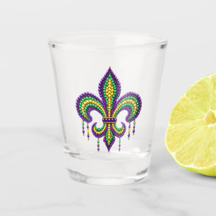 Verre A Shot Vert jaune pourpre Mardi Gras fleur de lis