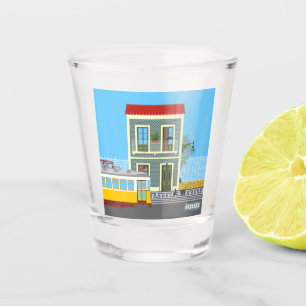 Verre A Shot Vieille maison de Lisbonne avec chats et tramway j