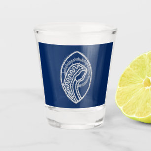Verre A Shot Vierge Marie, dentelle blanche, bleu marine