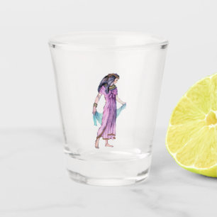Verre A Shot Vieux Monde Égyptienne Femme Or Robe Robe Écharpe