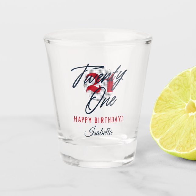 Verre A Shot Vingt et un 21e anniversaire (Devant)
