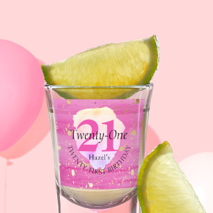 Verre A Shot Vingt et un Joli Rose rose jolie fête d'anniversa