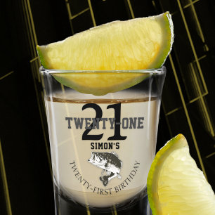Verre A Shot Vingt-et-unième Anniversaire Basse Pêche Thème 21
