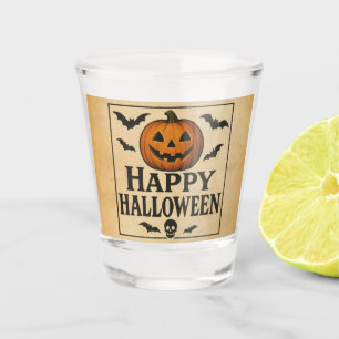 Verre A Shot Vintage/classique Happy Halloween jack-o-lantern