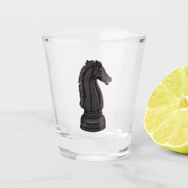 Verre A Shot Vintage morceau d'échecs noir (Devant)