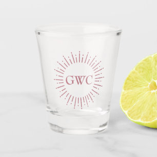 Verre A Shot Vintage Style Rose Gold Sunburst personnalisé Mono
