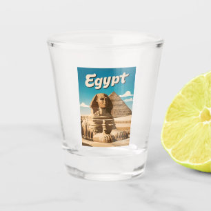 Verre A Shot Vintage voyage Le Caire Egypte Pyramide Retro Grap