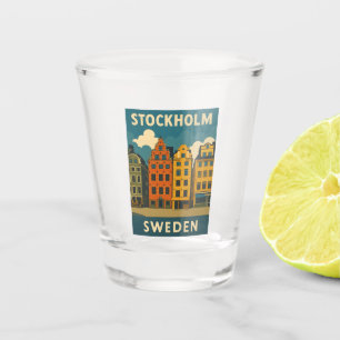 Verre A Shot Vintage voyage rétro Stockholm Suède Vieille Ville