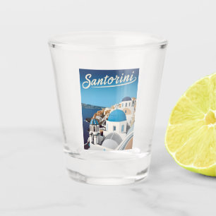 Verre A Shot Vintage voyage Santorini Grèce Rétro Pittoresque