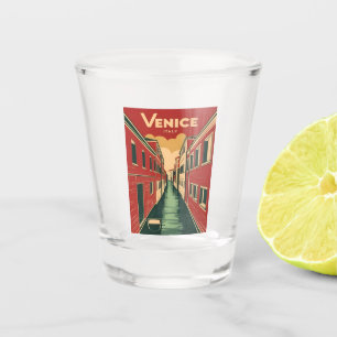 Verre A Shot Vintage voyage Venise Italie Retro Graphisme
