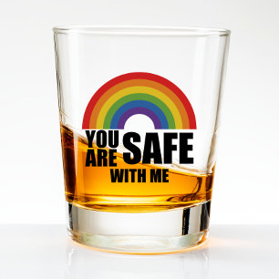 Verre A Shot Vous êtes en sécurité avec moi Fierté arc-en-ciel 