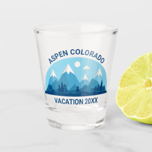 Verre A Shot Voyage de ski en famille Custom Colorado City Blue