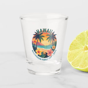 Verre A Shot Voyage familial personnalisé rétro Hawaï vacances 