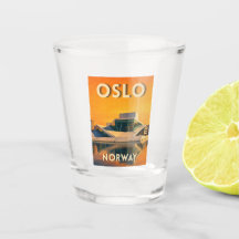 Voyage Rétro Oslo Norvège Couché de Soleil sur le 