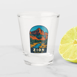 Verre A Shot Voyage Rétro Vintage Parc national de Zion Utah