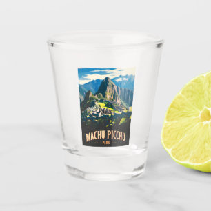 Verre A Shot Voyage Vintage Machu Picchu Pérou Paysage Rétro