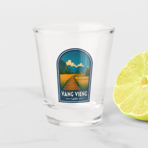 Verre A Shot Voyage Vintage Vang Vieng Laos Rétro Paysage