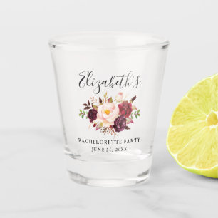 Verre A Shot Watercolor Burgundy Floral Bachelorette Party