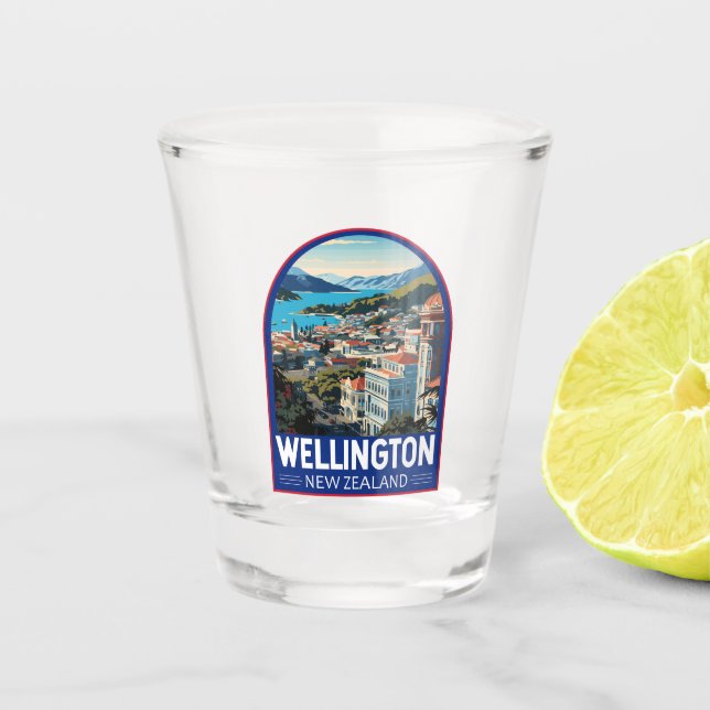 Verre A Shot Wellington New Zealand Travel Art Vintage (Devant)
