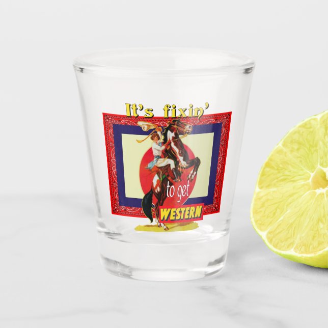 Verre A Shot Western Cowgirl En Élevage Cheval Obtenez Western (Devant)