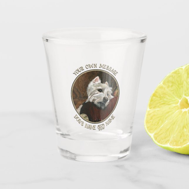 Verre A Shot Westie sur canapé (Devant)