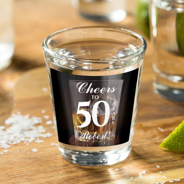 Verre A Shot Whiskey Rocks personnalisés Anniversaire (Créateur téléchargé)