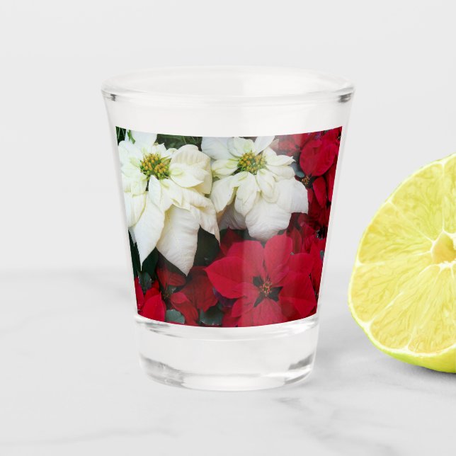 Verre A Shot White and Red Poinsettias (Devant)