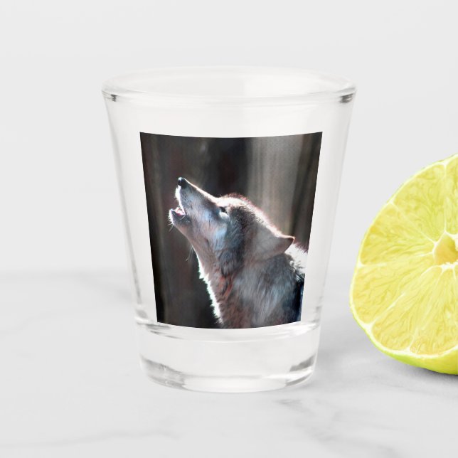 Verre A Shot Wolf Howling Loup solitaire (Devant)