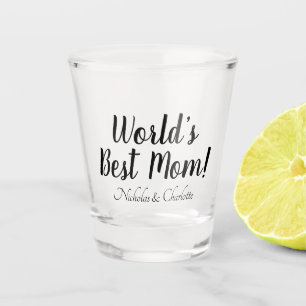 Verre A Shot World’s Best Mom noir script personnalisé élégant