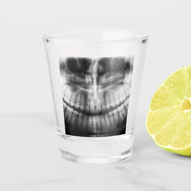 Verre A Shot X-Ray Teeth Bouche sourire noir et blanc (Devant)