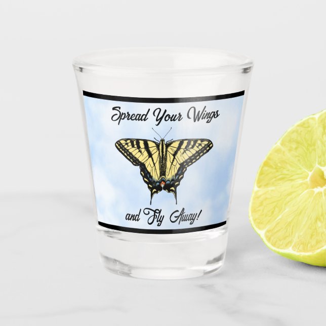 Verre A Shot Yellow Swallowtail Butterfly Blue Sky Personalized (Devant)