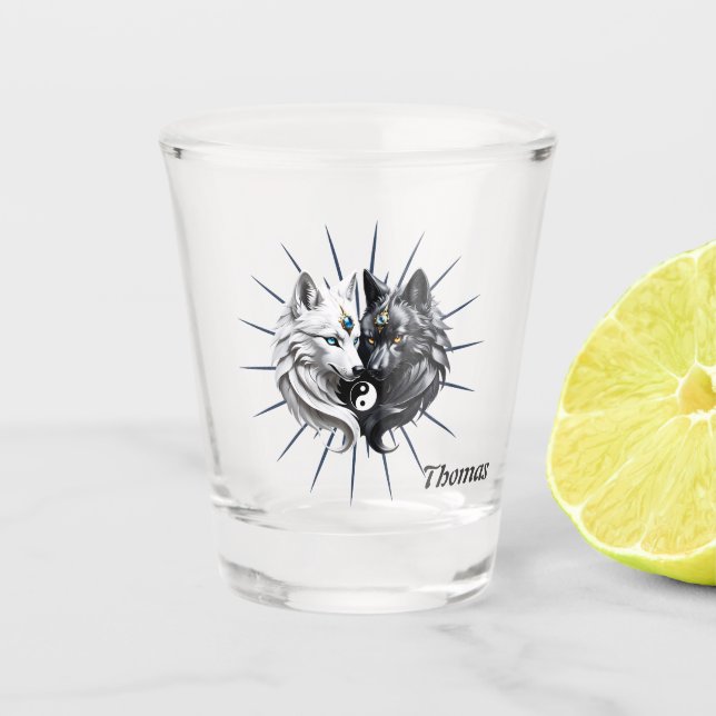 Verre A Shot Yin Yang Wolves. (Devant)